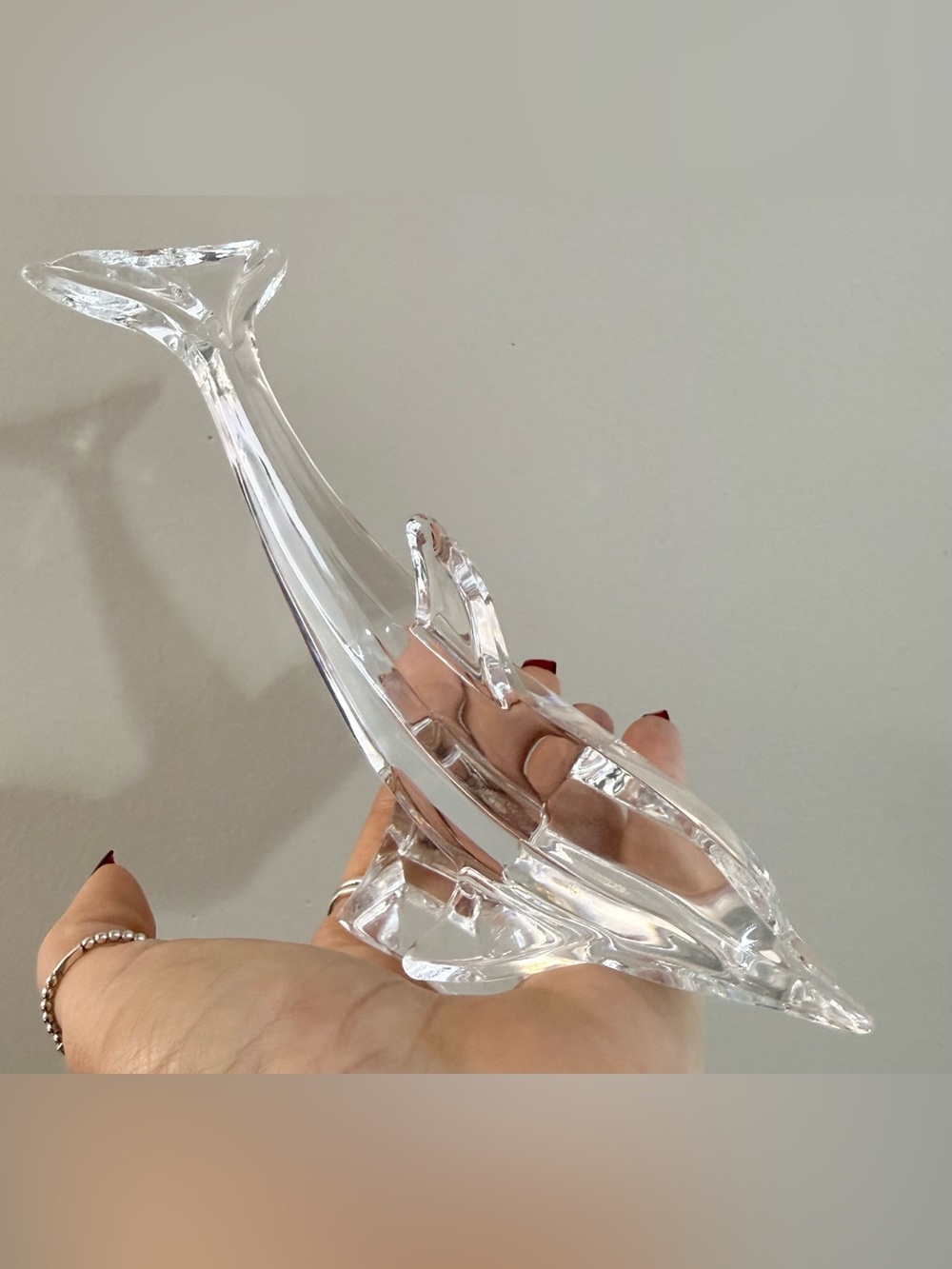 Durand Crystal Glass Dolphin Figurine - Decorative Paperweight Sculpture signed